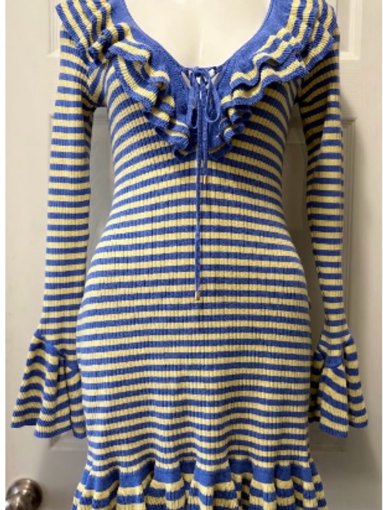 Free People Dresses & Skirts - Free People Blue and white Easy Baby mini dress in viscose blend